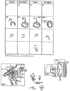 Alternator Chart, Key Panel Diagram and Parts List for 254427-0050-XX  Briggs and Stratton Engine